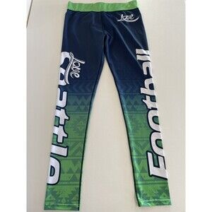 Seattle Sports Football Leggings Size XL  Blue Green Bold Print